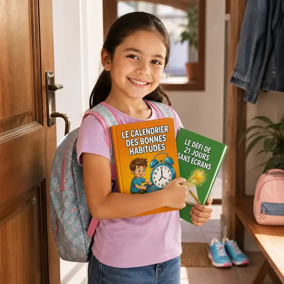 Alice, de Nantes, France, part à l'école avec Le calendrier des bonnes habitudes et Le défi de 21 jours sans écrans