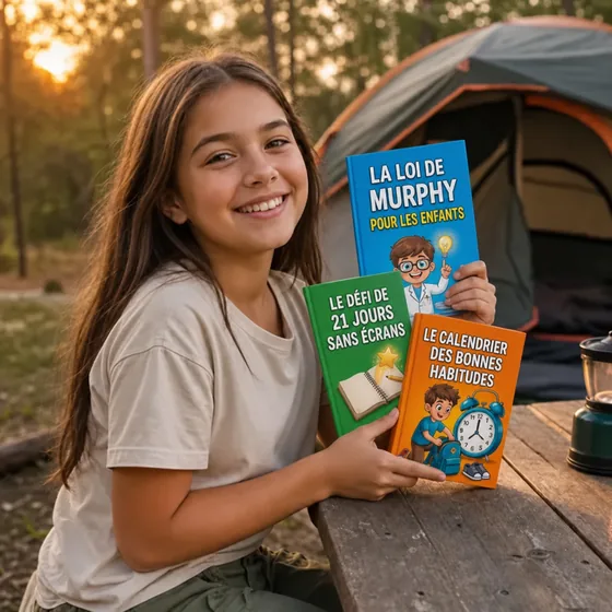 Manon, de Québec, Canada, camping avec trois de ses ebooks